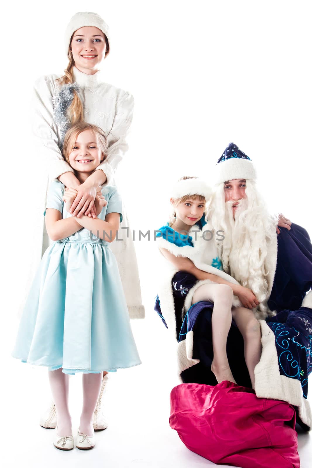 Santa Claus, a granddaughter and a beautiful little girl