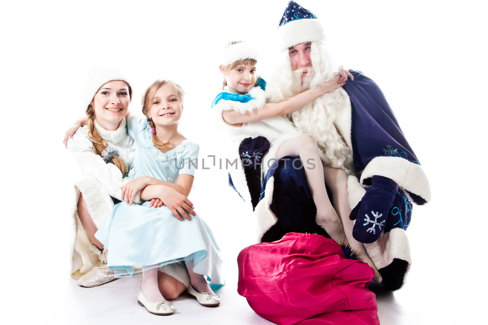 Santa Claus, a granddaughter and a beautiful little girl