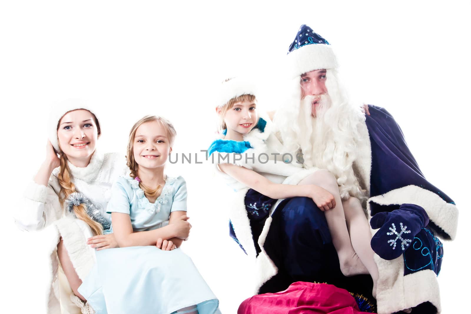 Santa Claus, a granddaughter and a beautiful little girl