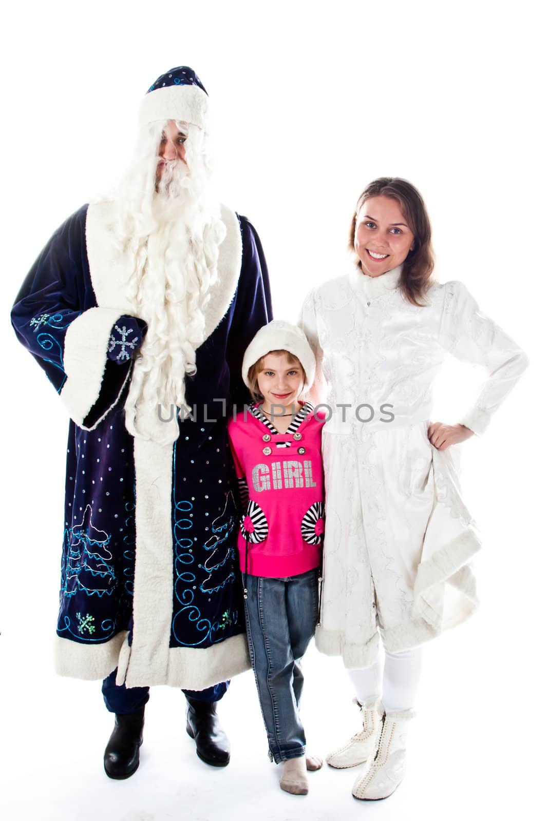 Santa Claus, a granddaughter and a beautiful little girl