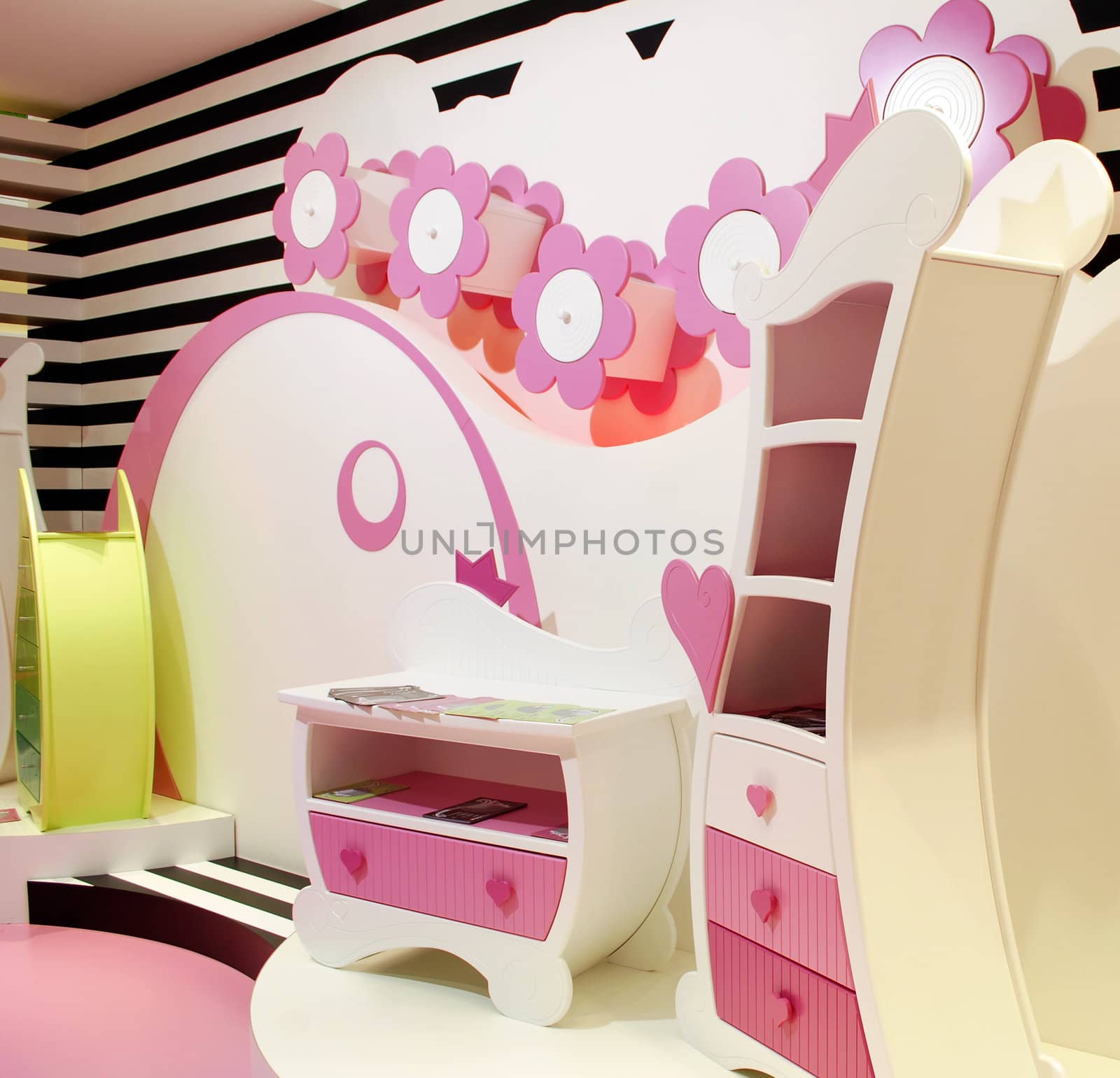 Colorful children room with flowers design