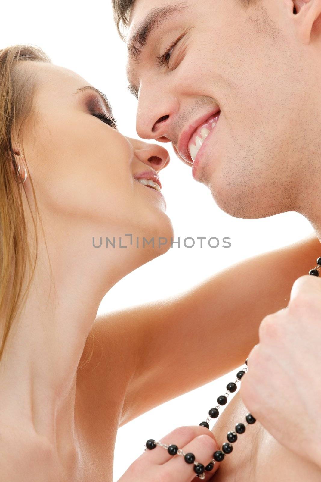 picture of couple in love over white