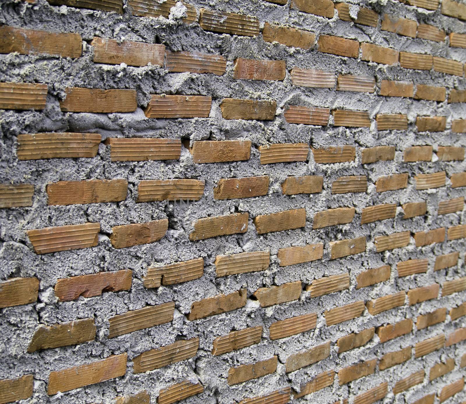 Background of brick wall texture, under construction