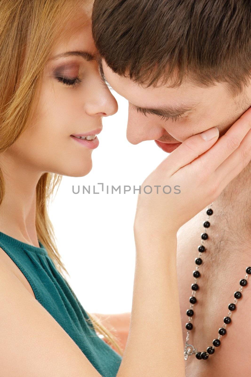 picture of couple in love over white