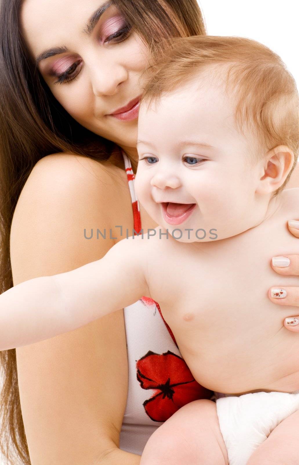 picture of happy mother with baby boy (focus on child)