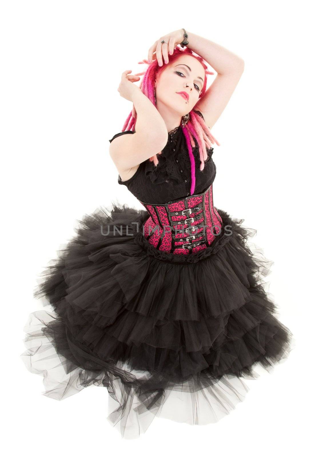 dancing pink hair girl by dolgachov