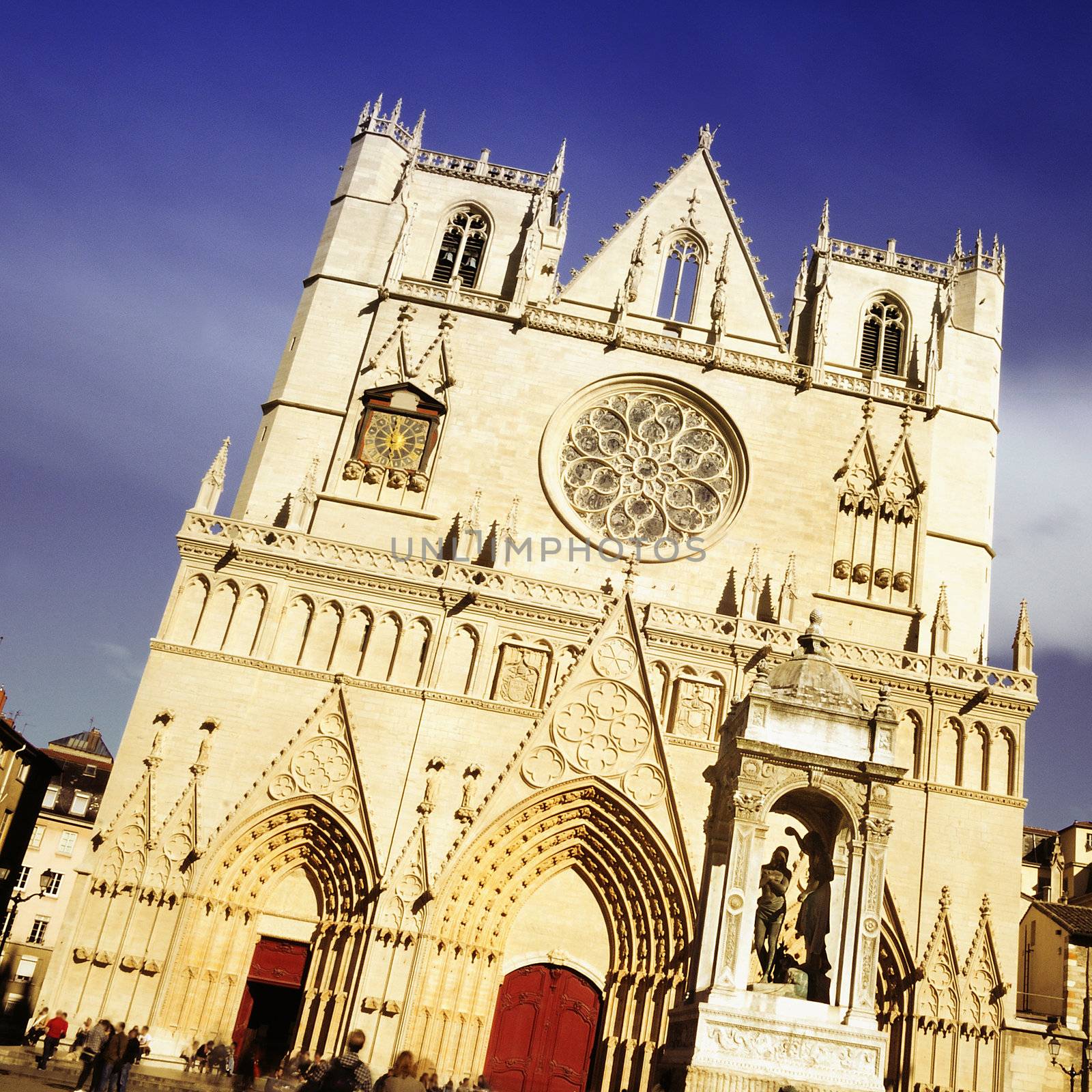 Saint Jean cathedral facade (Lyon France) The gothic Saint Jean cathedral facade was mainly built between the XIIth and the XIVth century. 