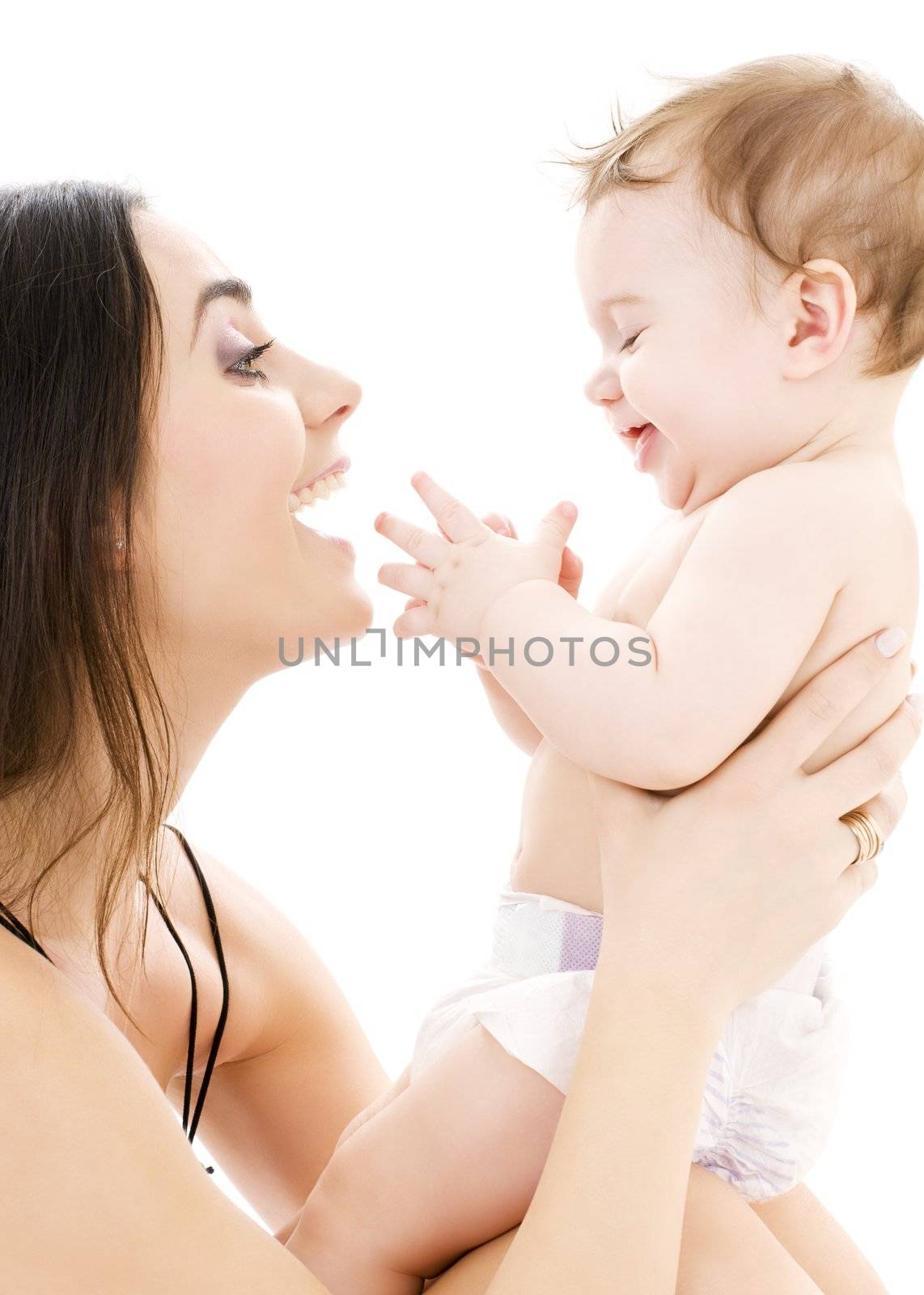 picture of happy mother with baby boy