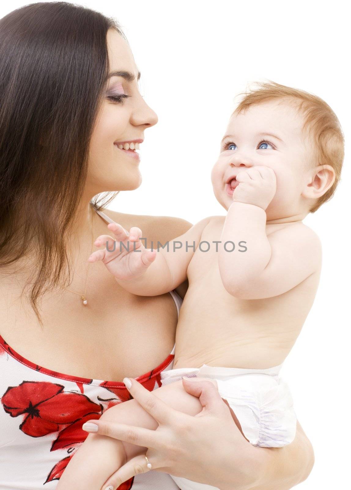 picture of happy mother with baby boy