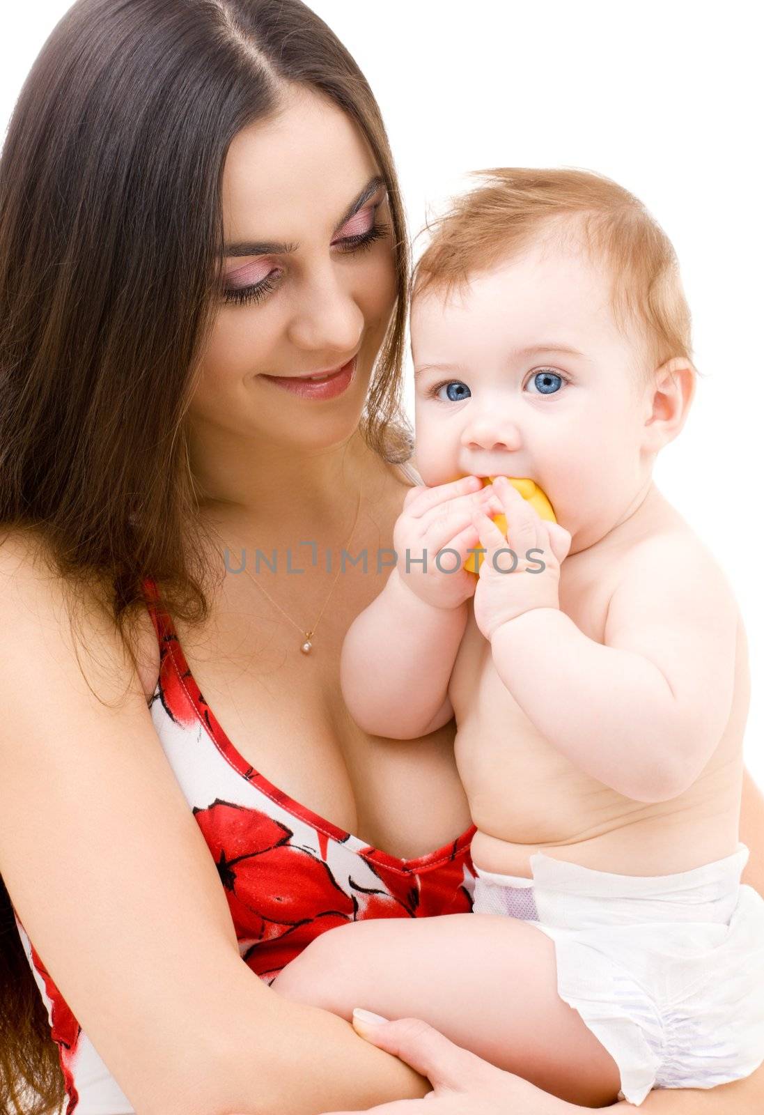 picture of happy mother with baby boy