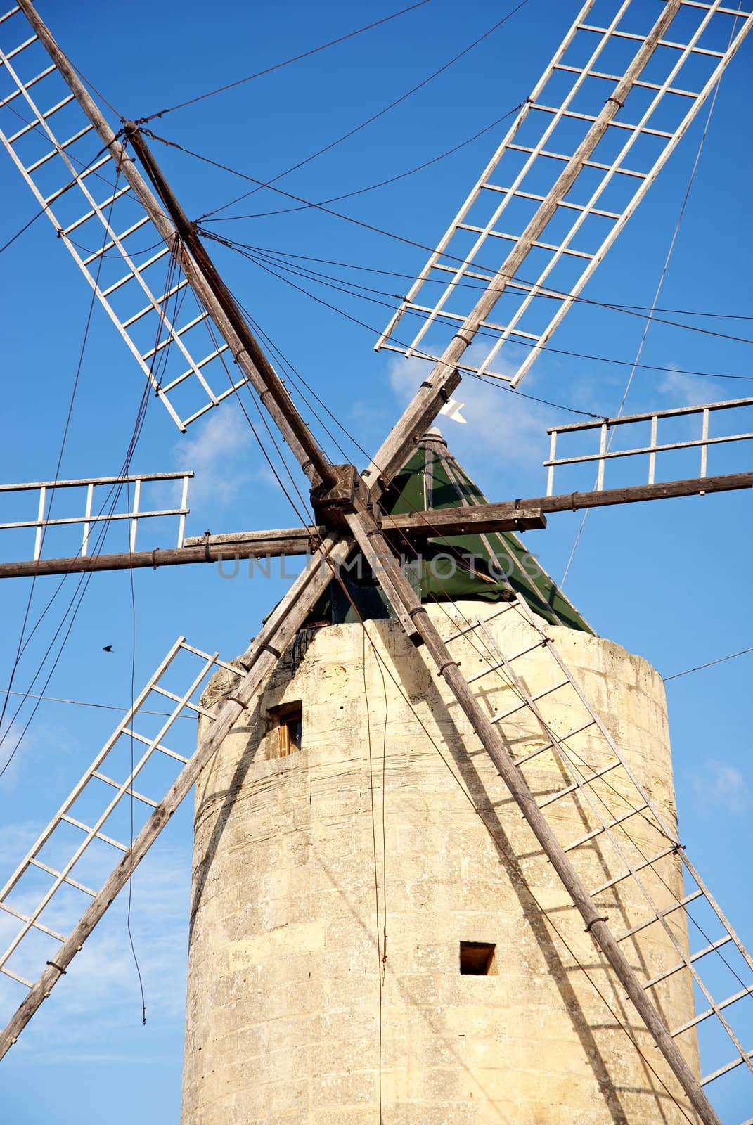 old stone windmill on gozo island in malta