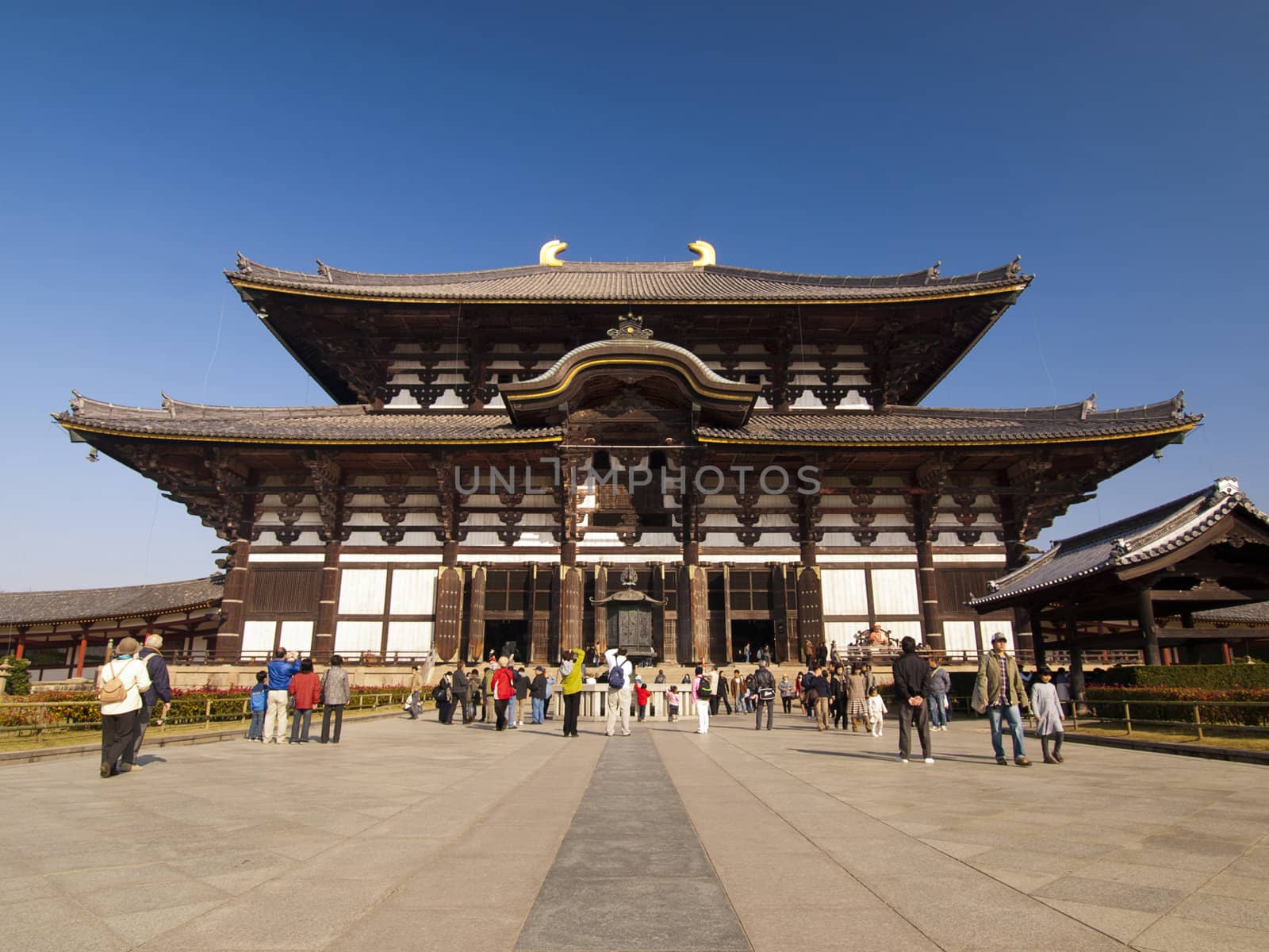 Main Hall of Todaiji Temple in Nara, Japan. The world's largest wooden building and world heritage site.