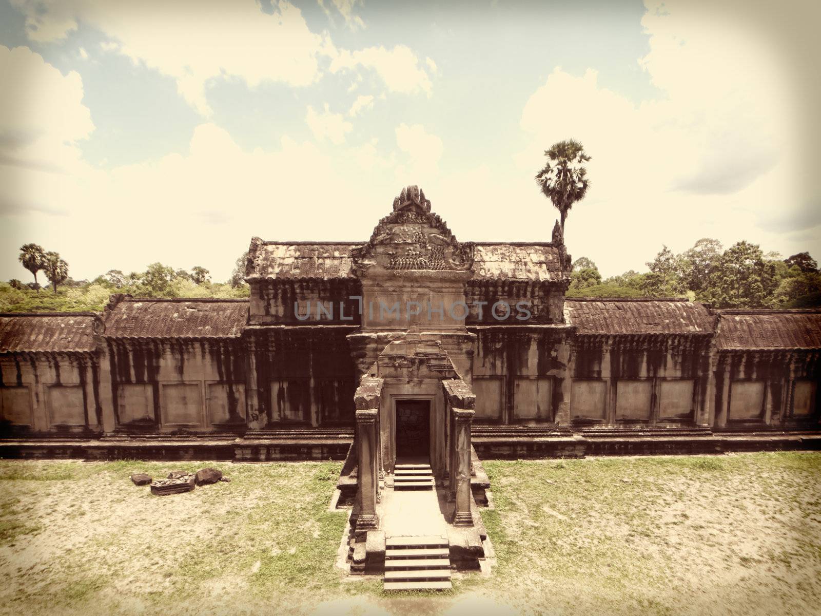 Angkor Wat temple close to Siem Reap in Cambodia vintage effect
