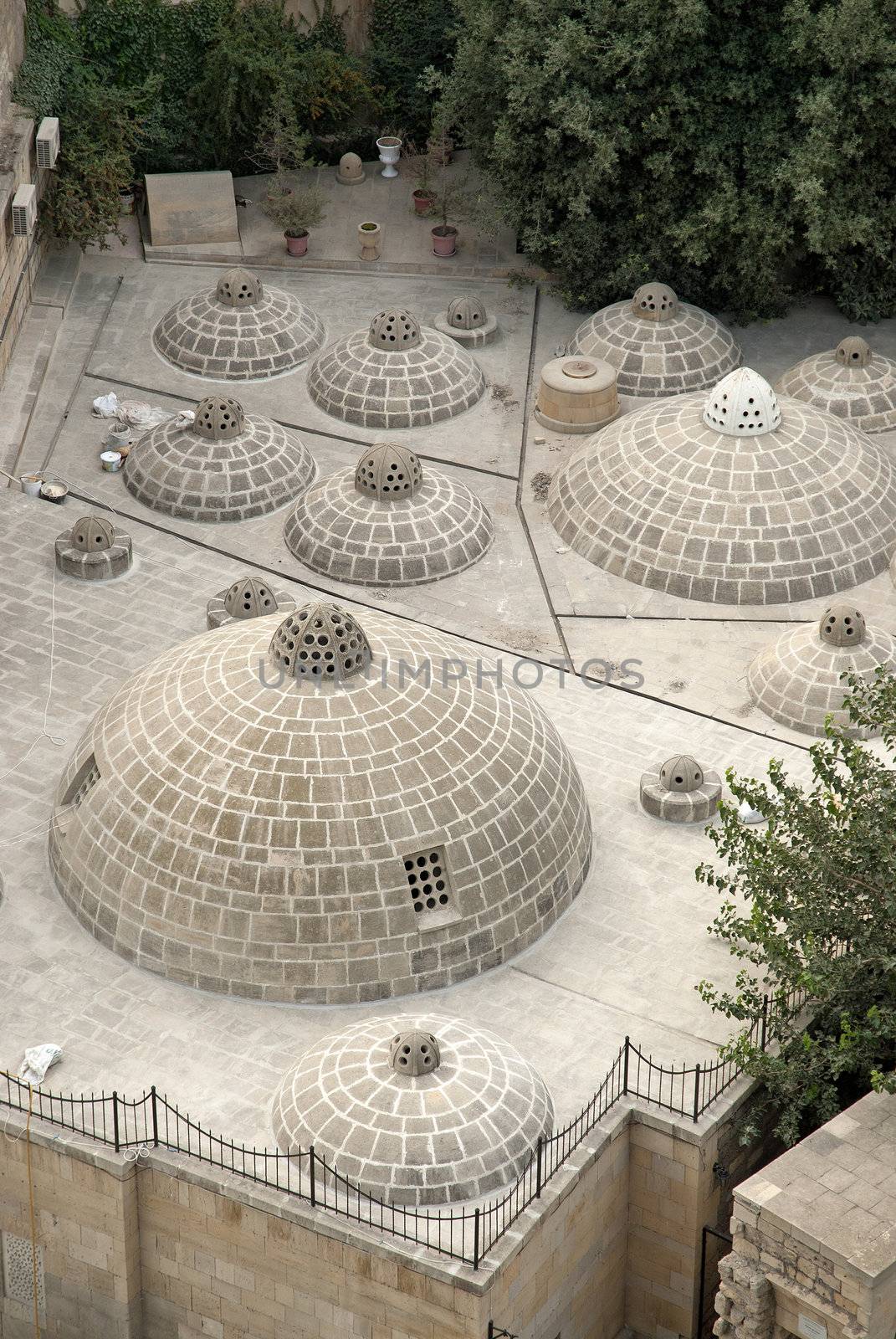 traditional rooftop air cooling domes in baku azerbaijan