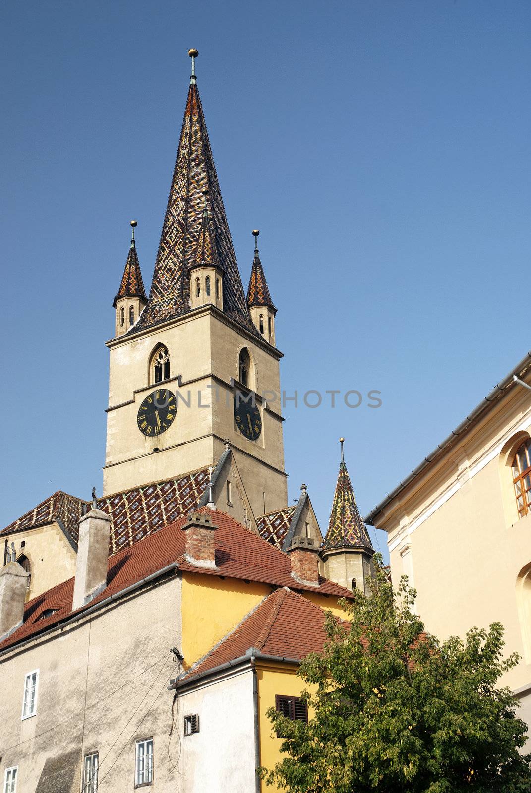 church spire in sighisoara romania by jackmalipan