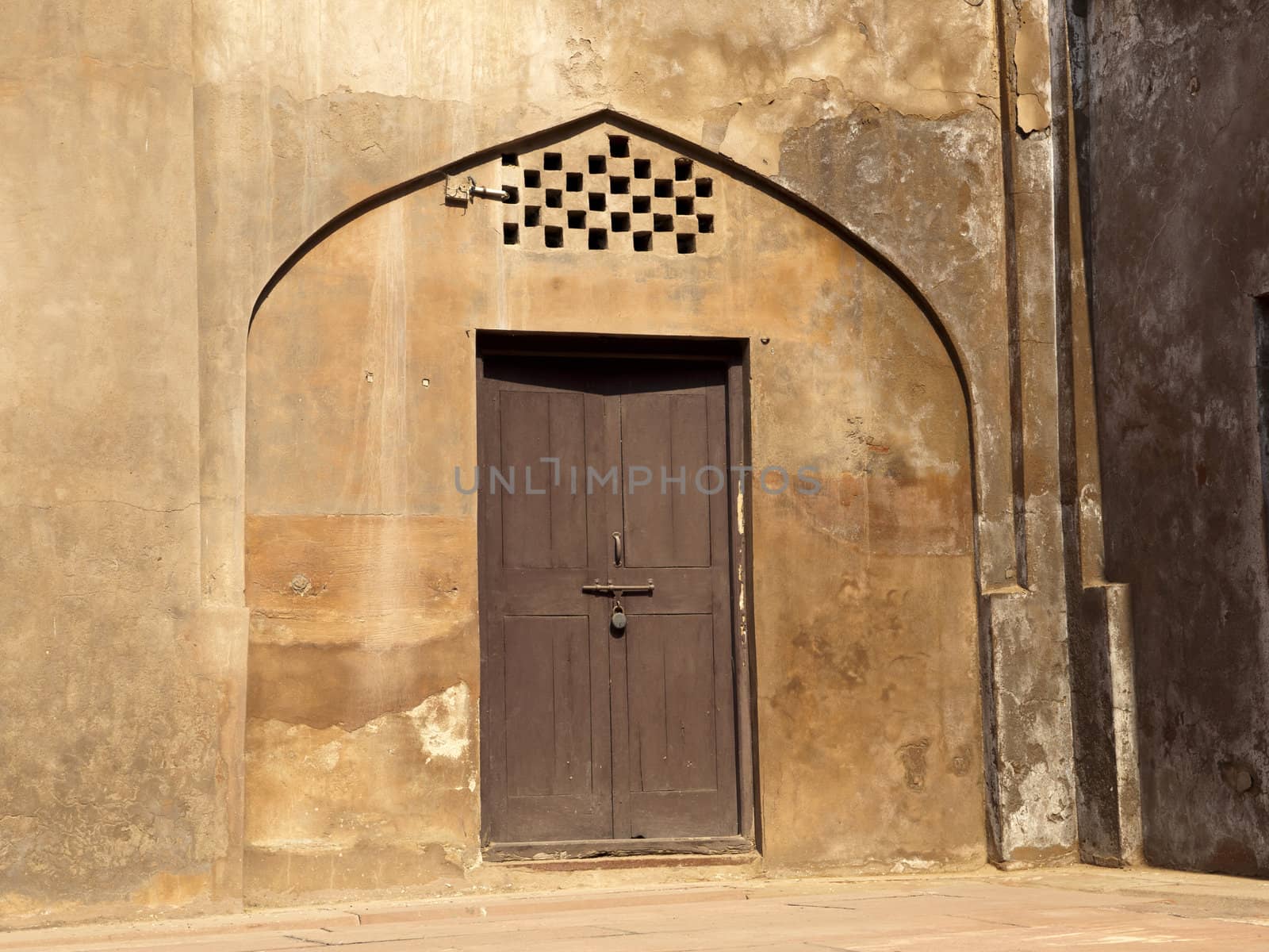 Old wooden door at the Agra Fort, Agra, Uttar Pradesh, India