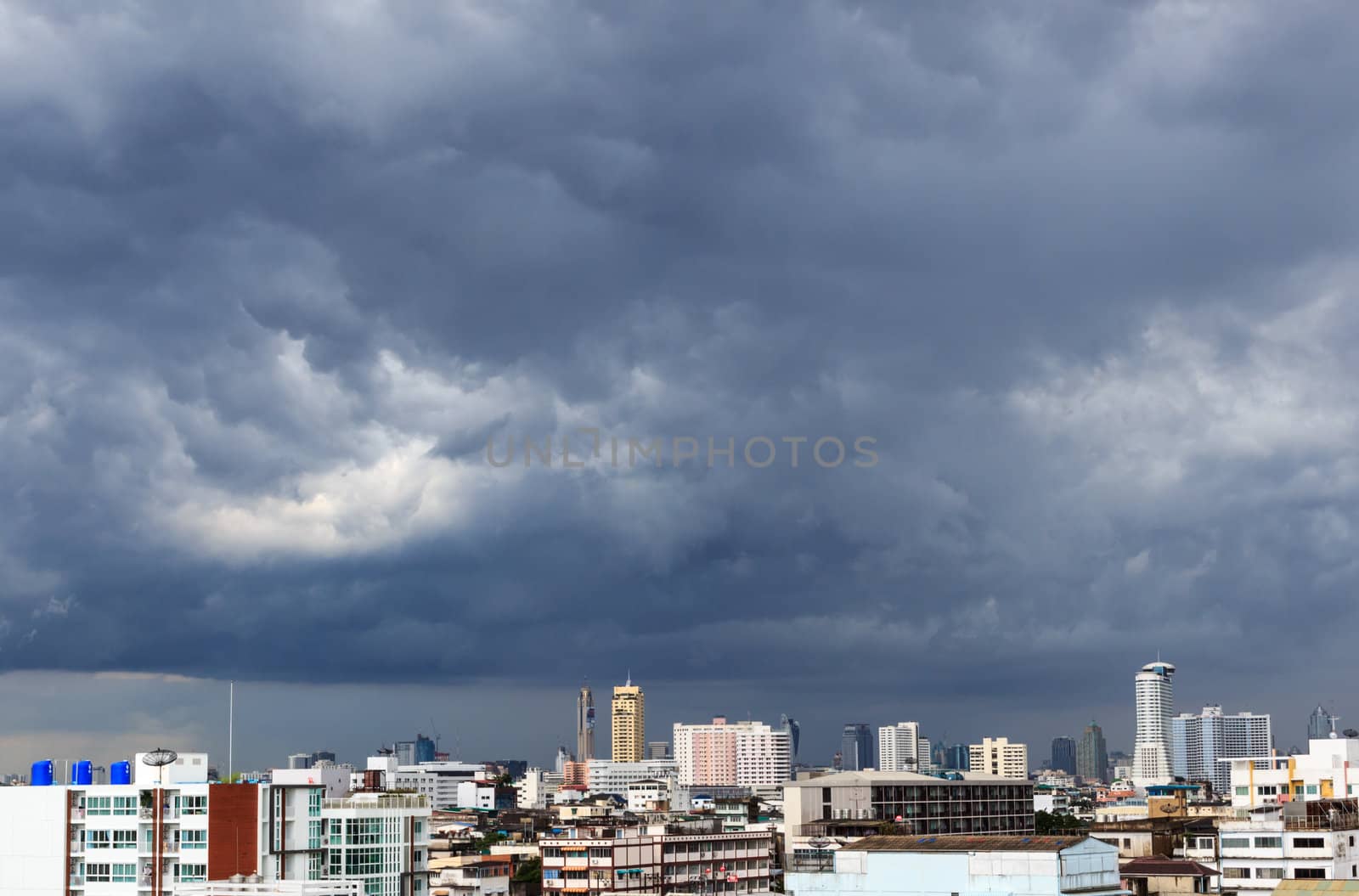 Bangkok horizontal in rainy season with raining in the distance