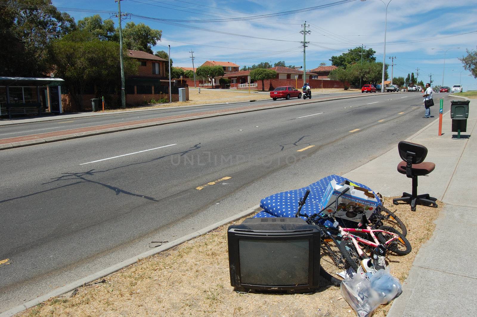 Rubbish collection in the street, Perth, Western Australia