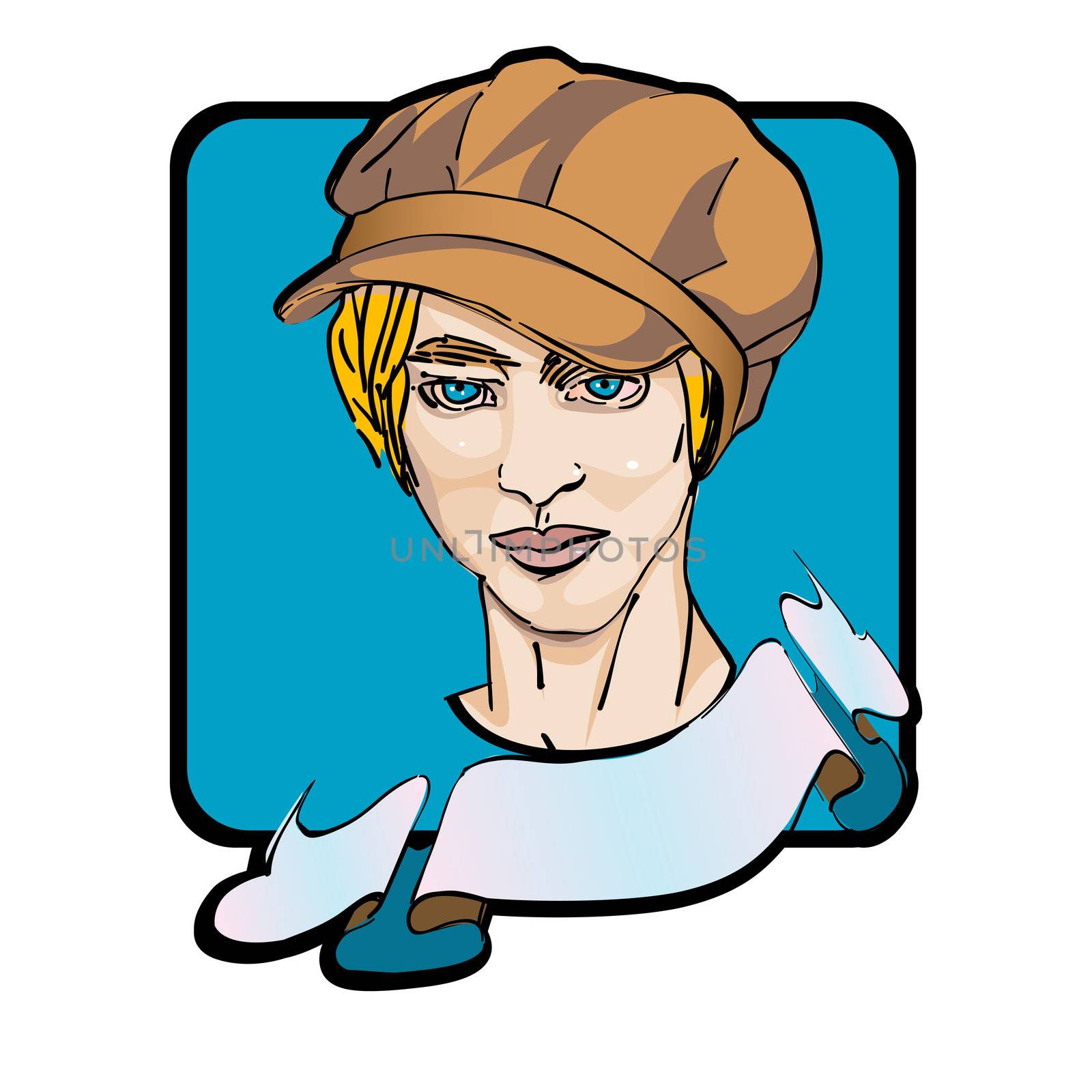 young man with a newsboy cap clip art by catacos