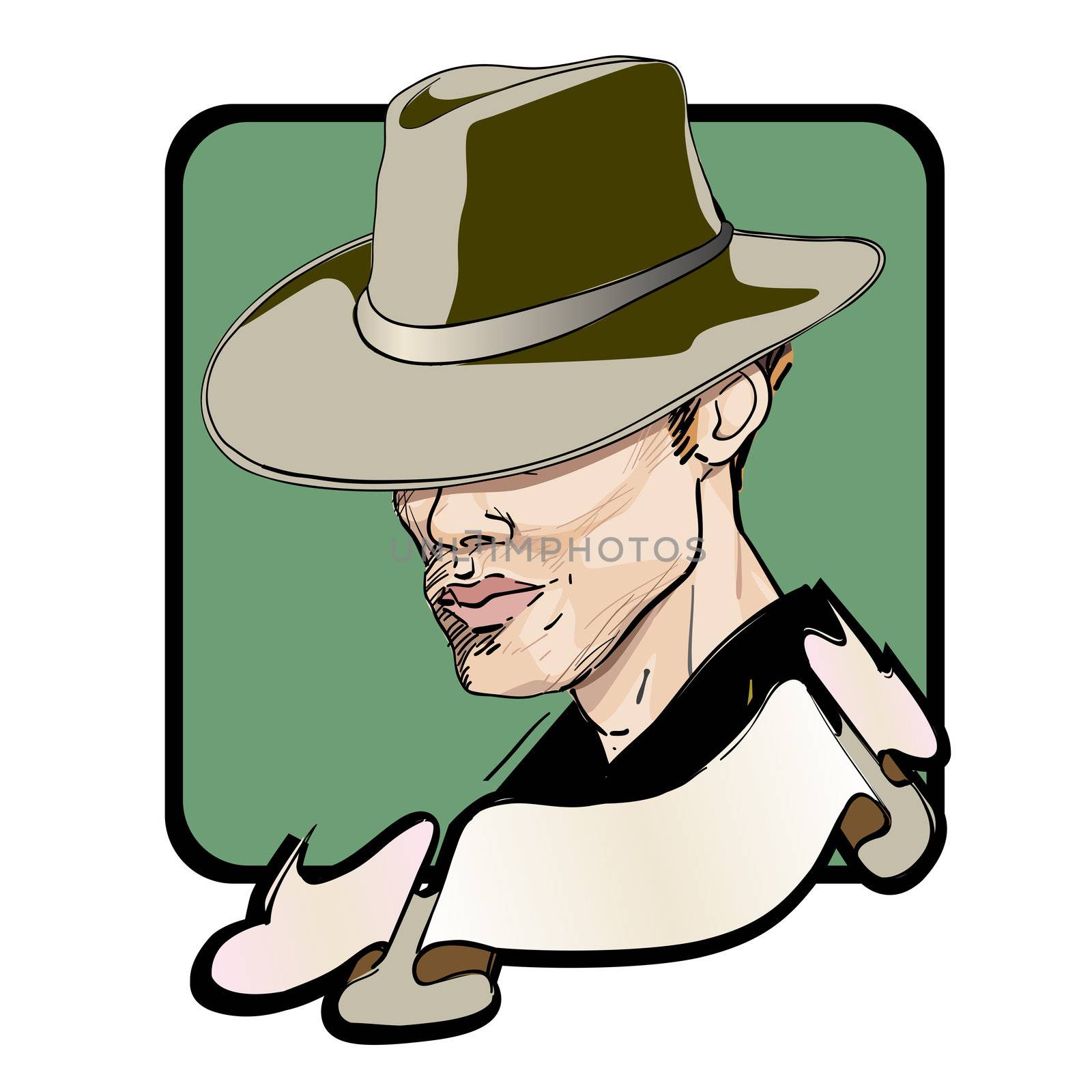 portrait of an elegant man with a dandy hat, clipart