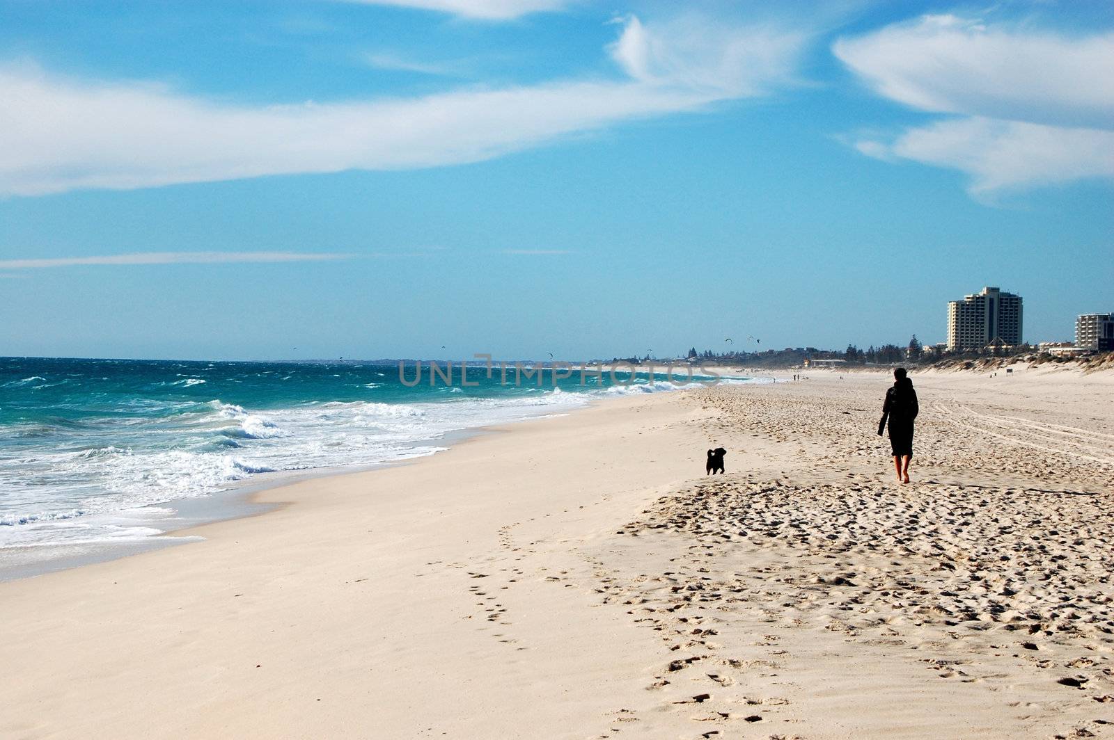 Walking in the white sand beach, Perthm Western Australia