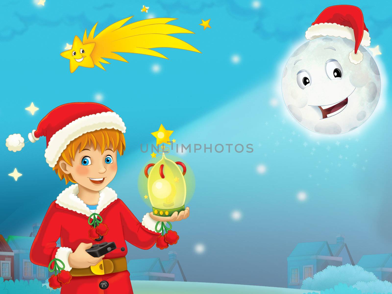 The beautiful christmas illustration with many different elements