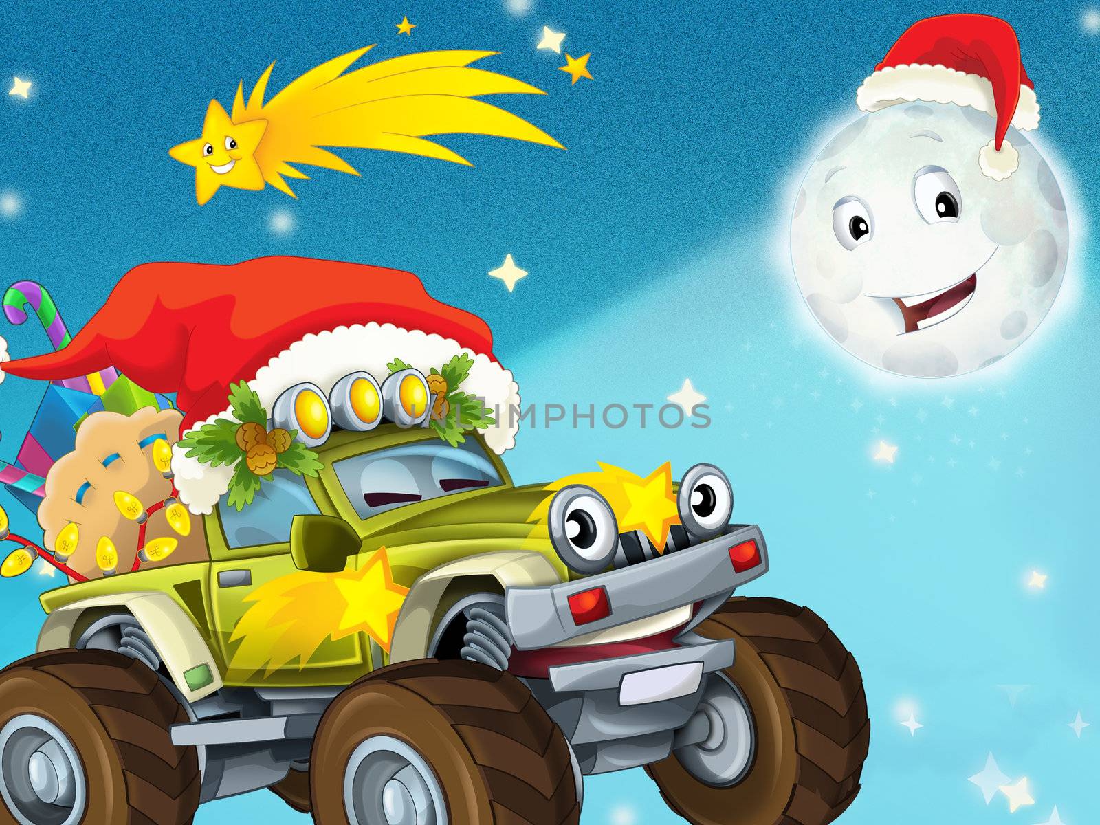 The beautiful christmas illustration with many different elements