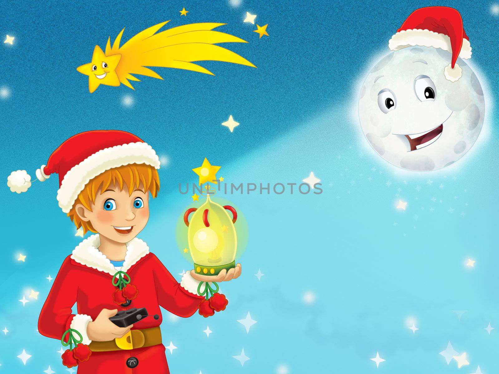 The beautiful christmas illustration with many different elements