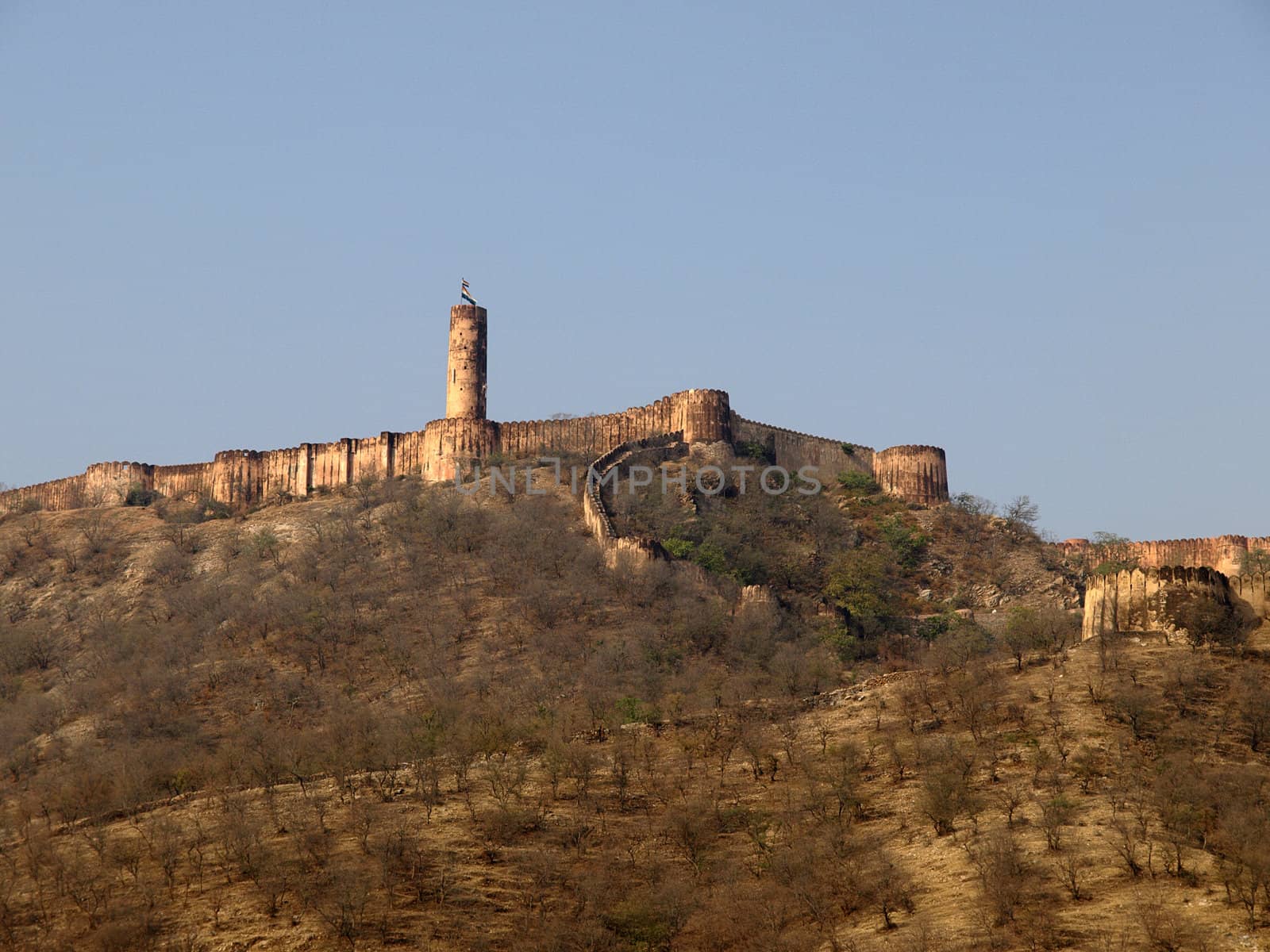 Jaigarh Fort located on hte peak of Aravalli range of hills, Jaipur, India