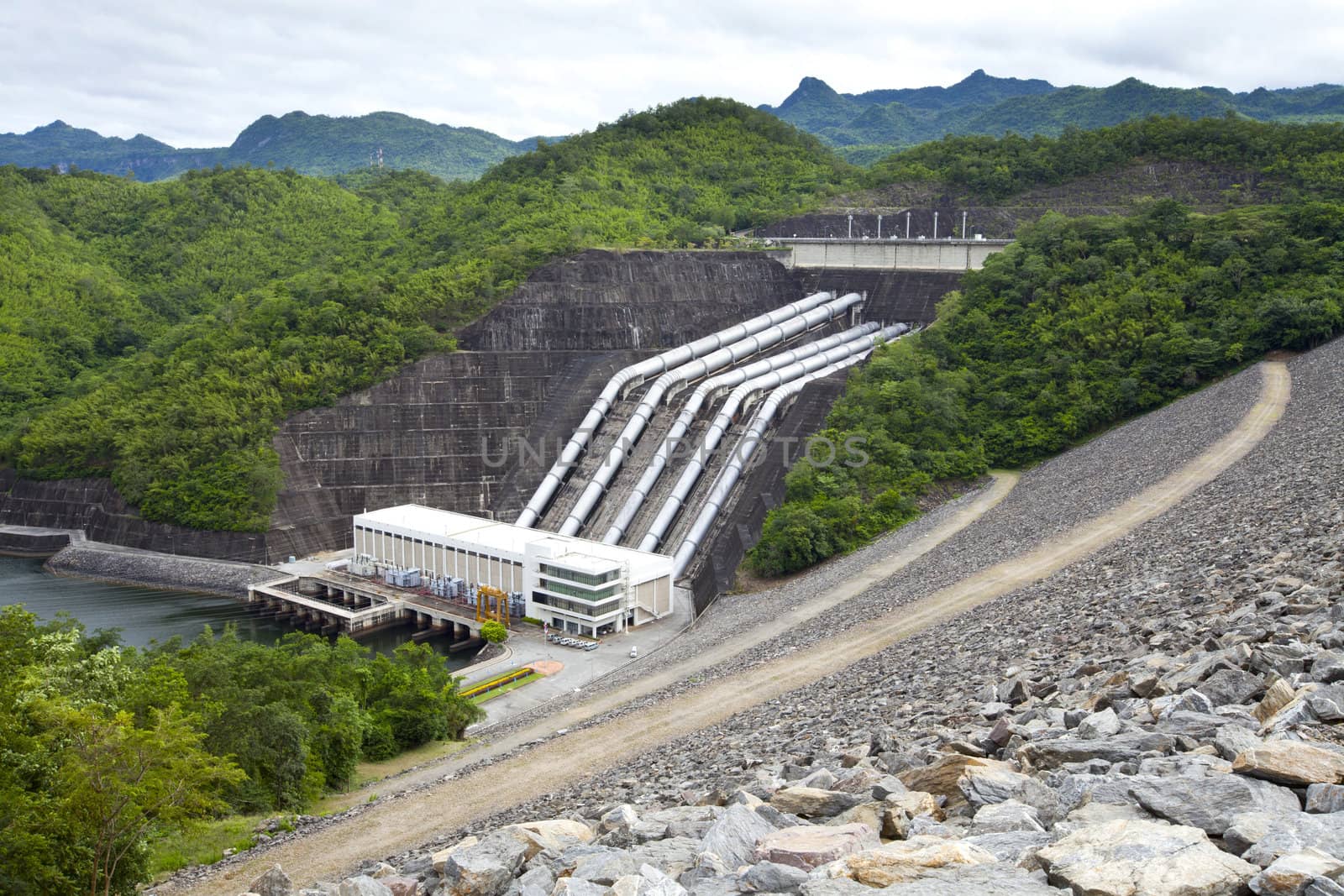Hydroelectric power plant from the dam in Thailand