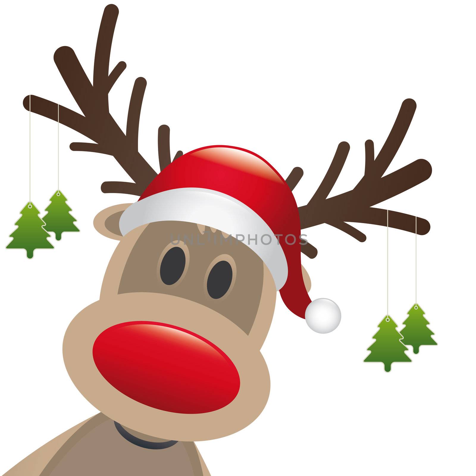 rudolph reindeer red nose hang christmas tree