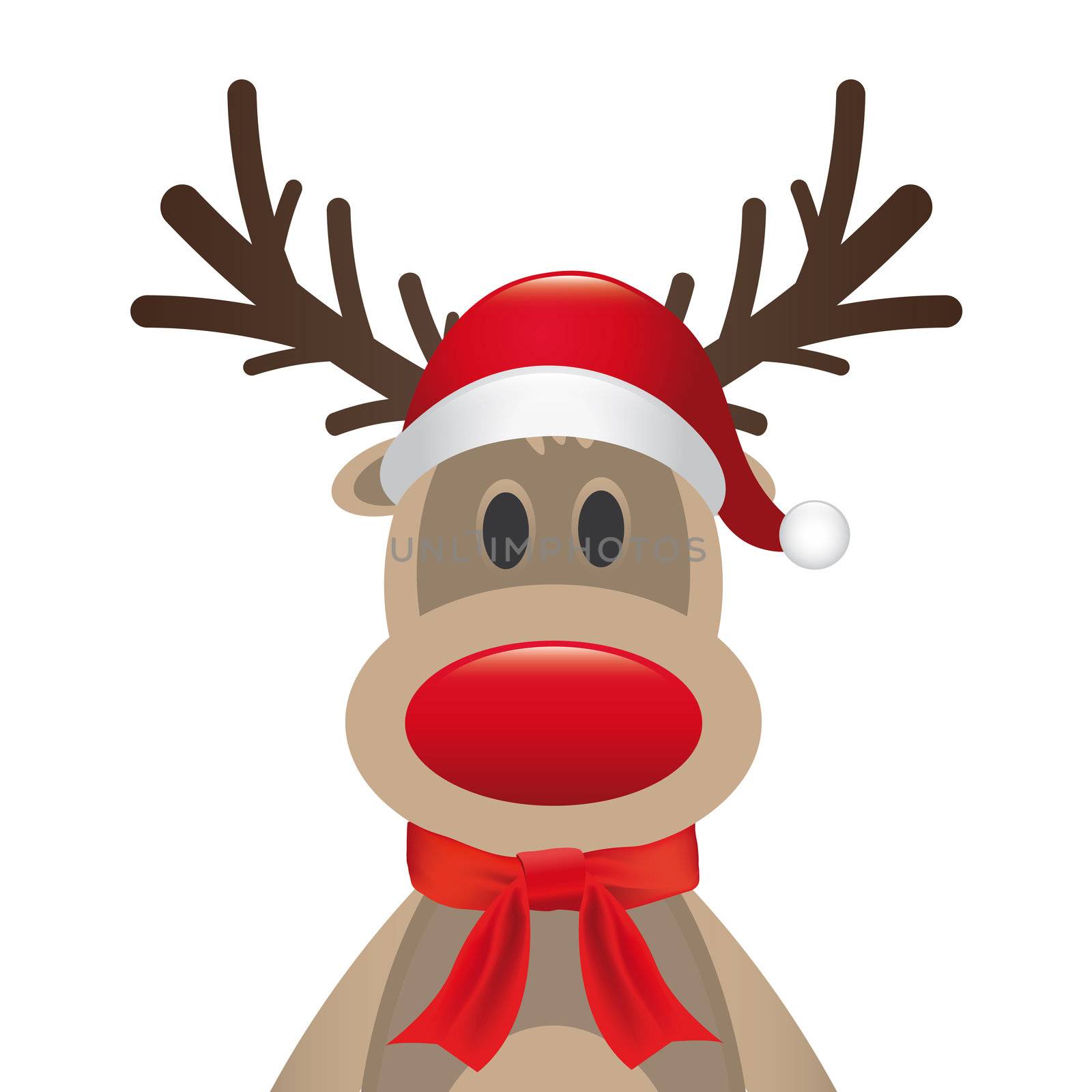 rudolph reindeer red nose santa hat scarf