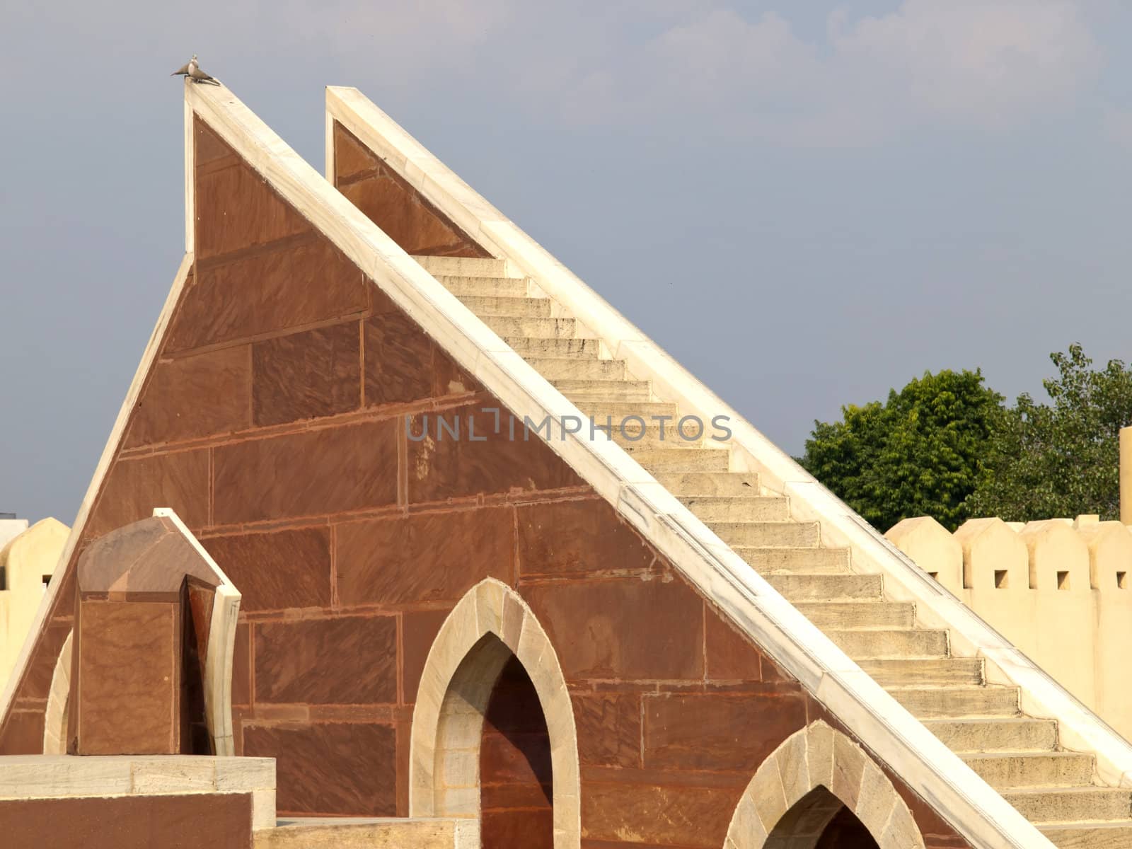 Stairs of an Astronomical instrument at Jantar Mantar observatory - Jaipur, Rajasthan, India