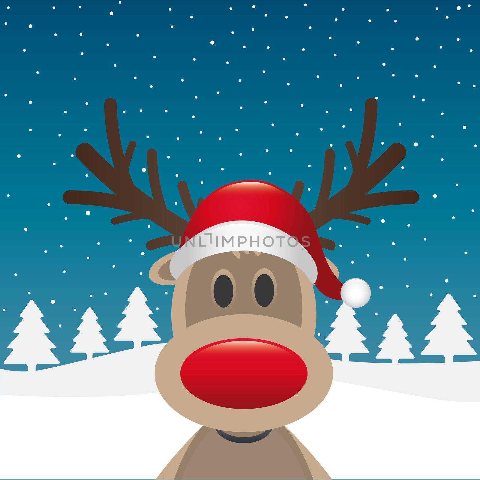 rudolph reindeer red nose santa claus hat