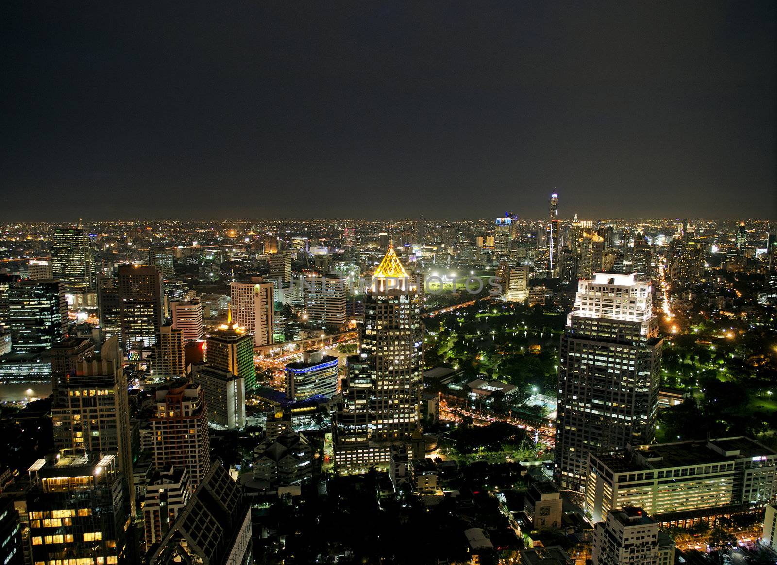 bangkok skyline view by night