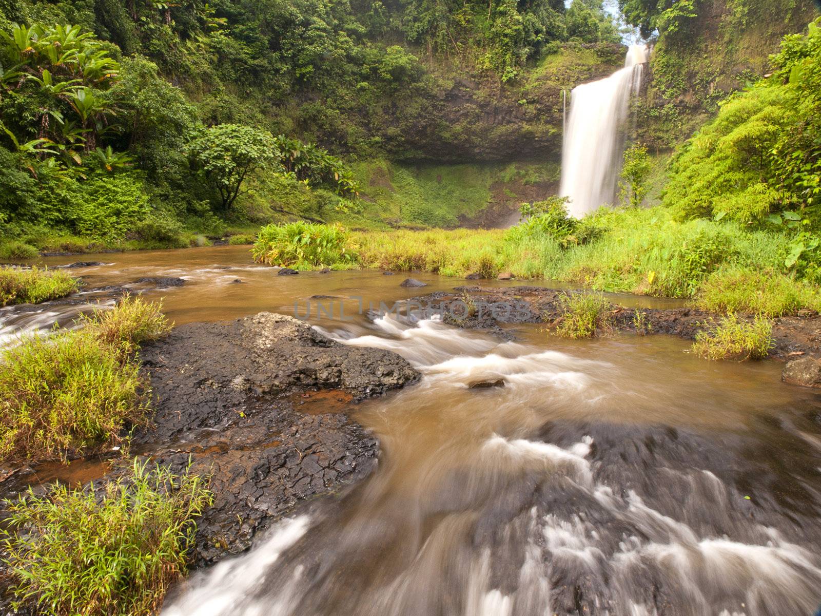 Tad E-tu Waterfall in Southern of Laos PDR.