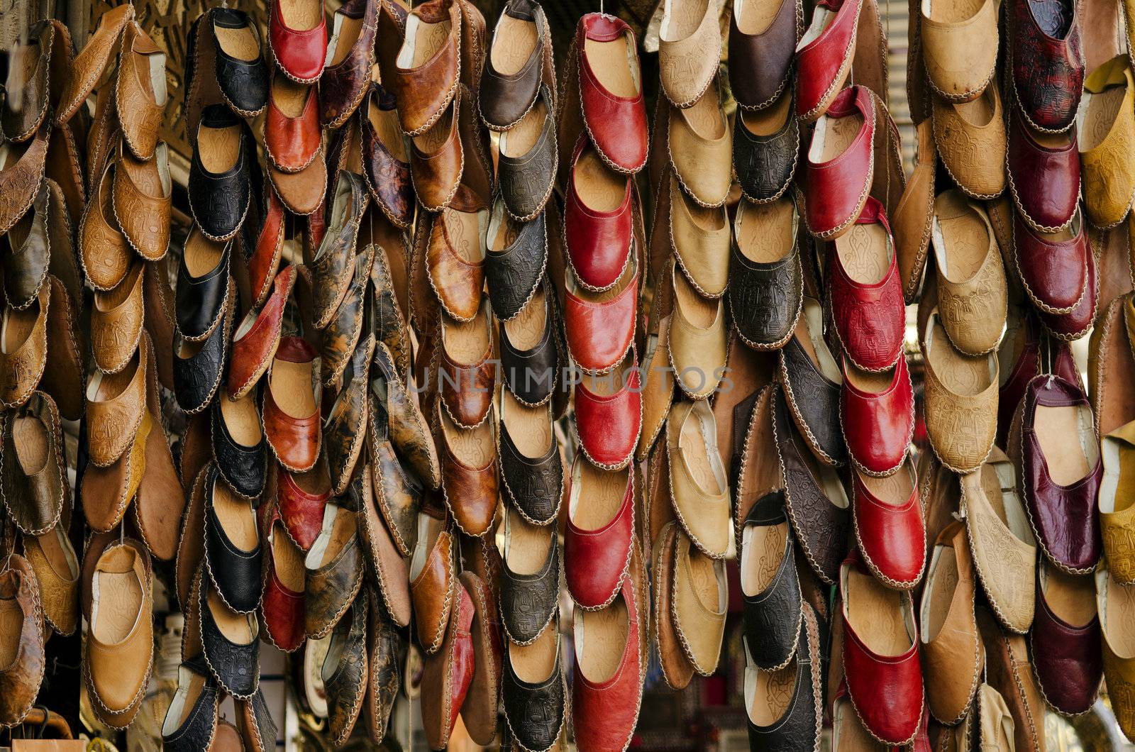 traditional slippers in souk of cairo egypt