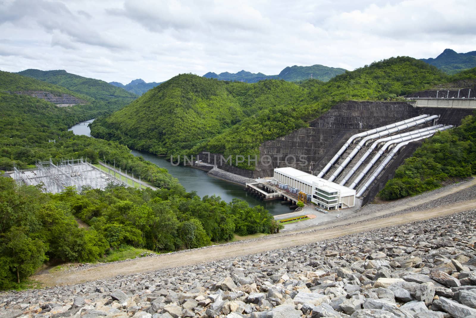 Hydroelectric power plant from the dam in Thailand