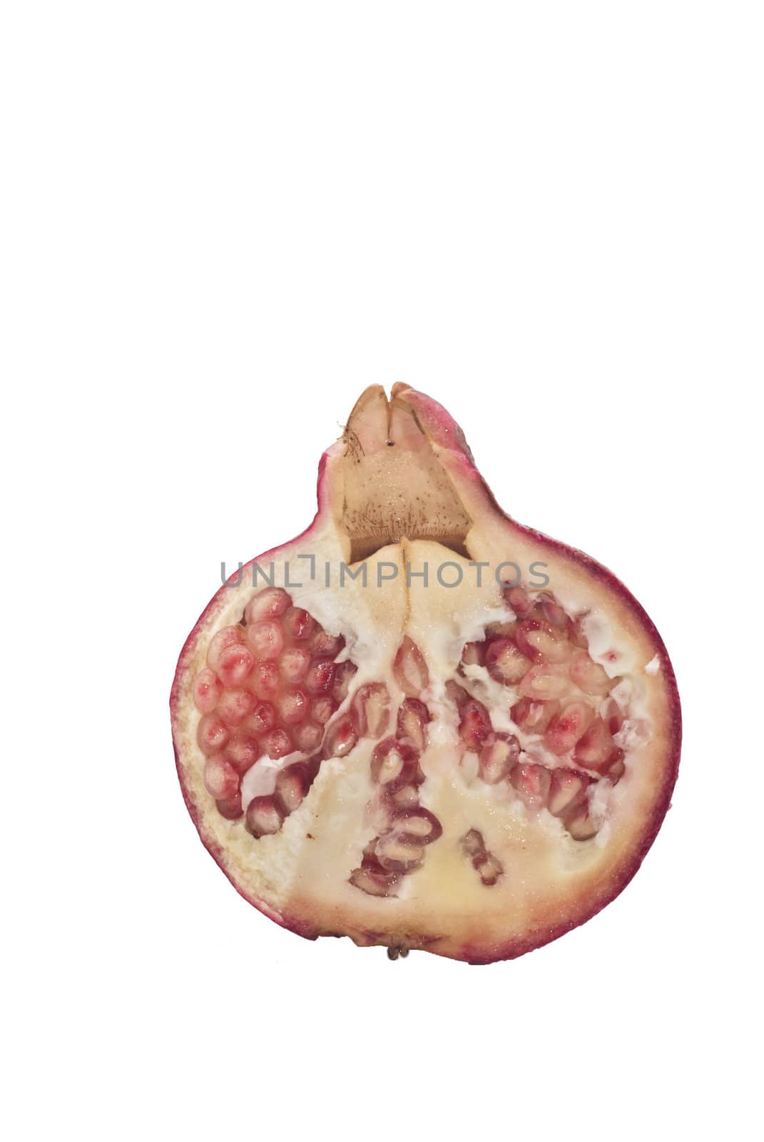 Ripe pomegranate fruit isolated on white background