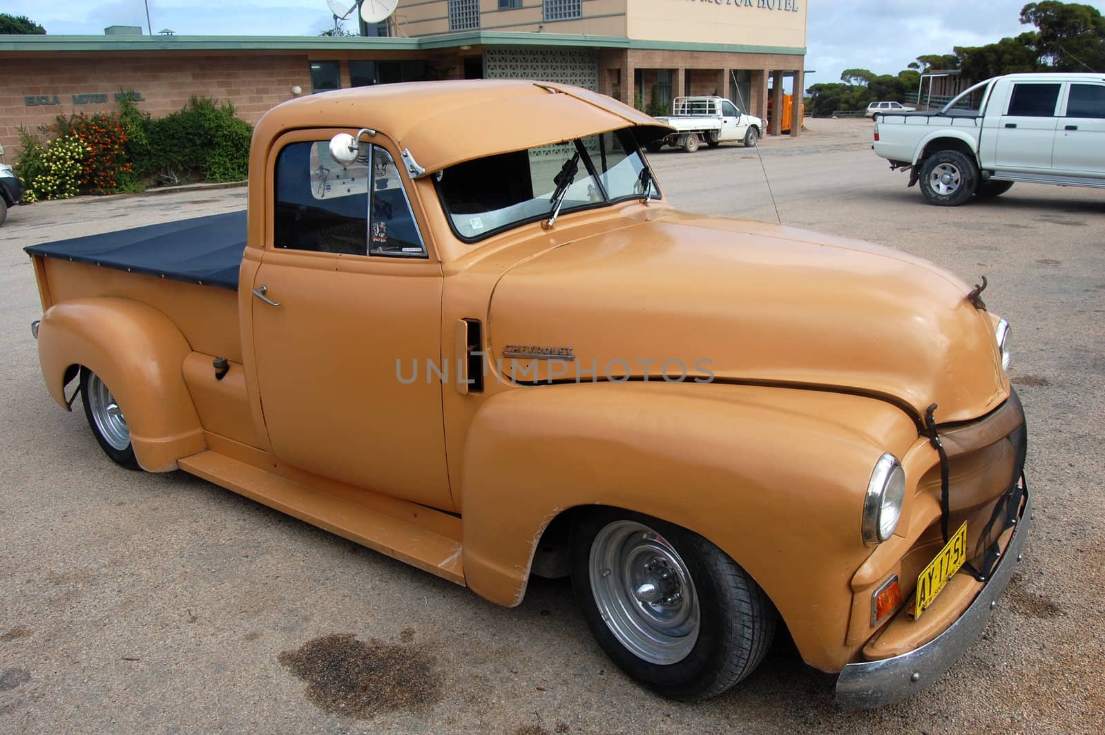 Retro style car on gas station, South Australia