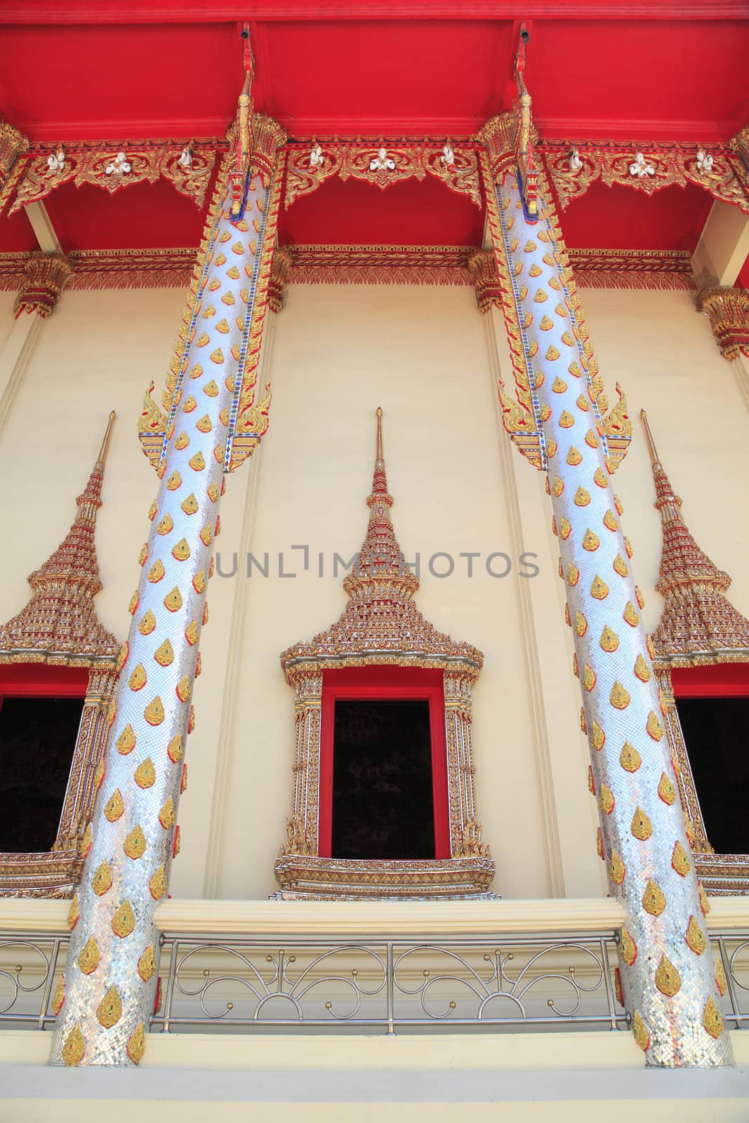 Thai classic style window of temple in Thailand