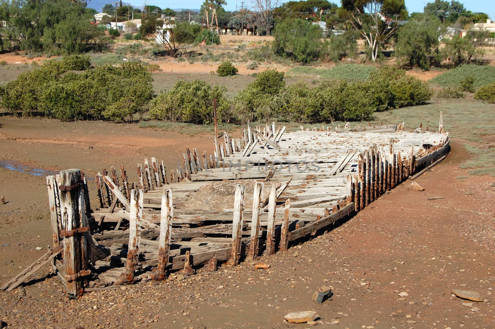 Abandoned barge in coastal area, South Australia