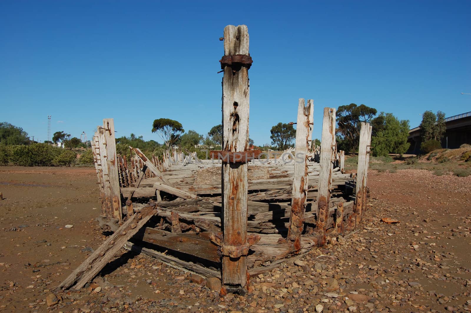 Abandoned barge in coastal area, South Australia