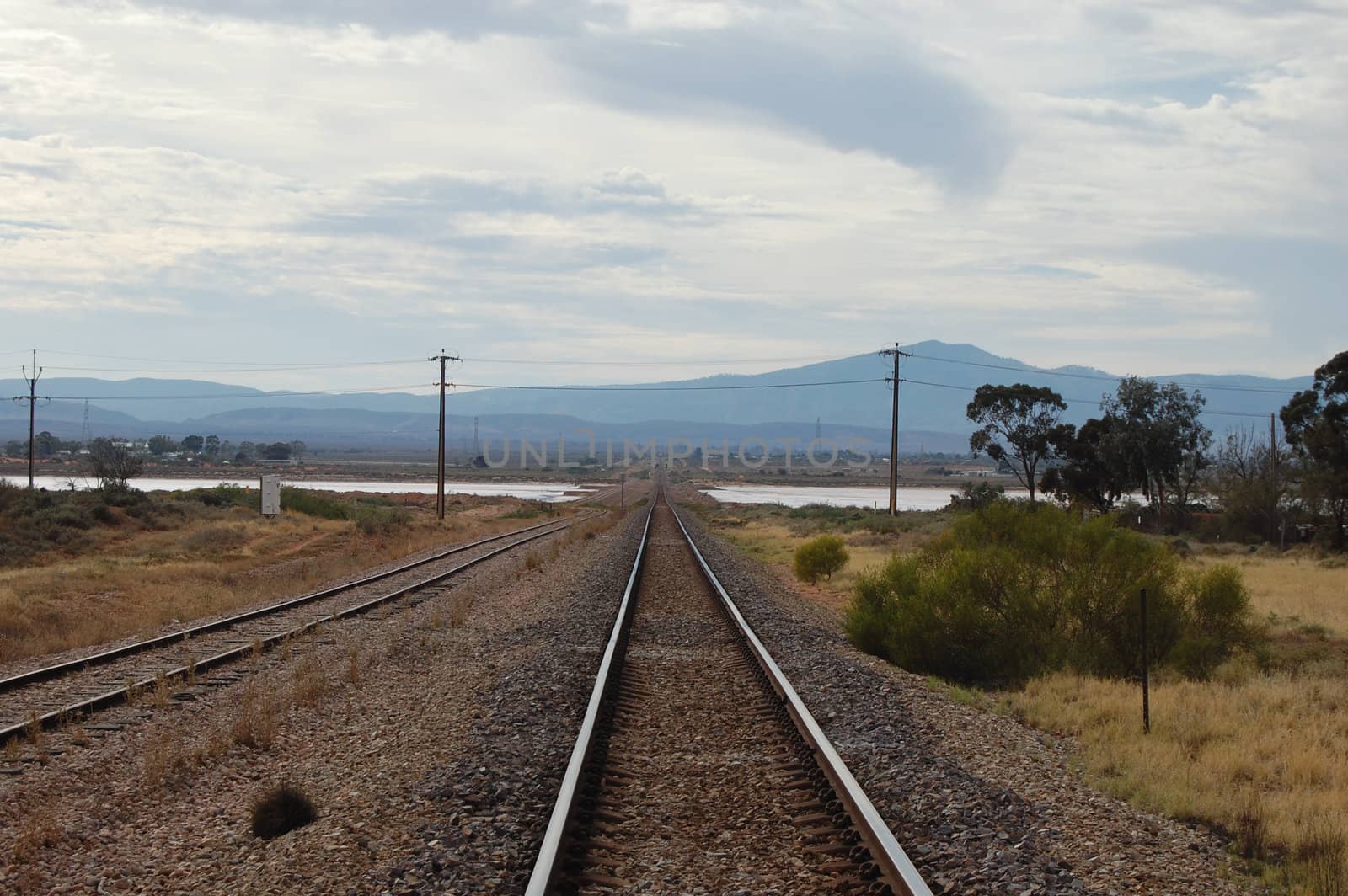 Straight railway line in Port Ogasta, South Australia