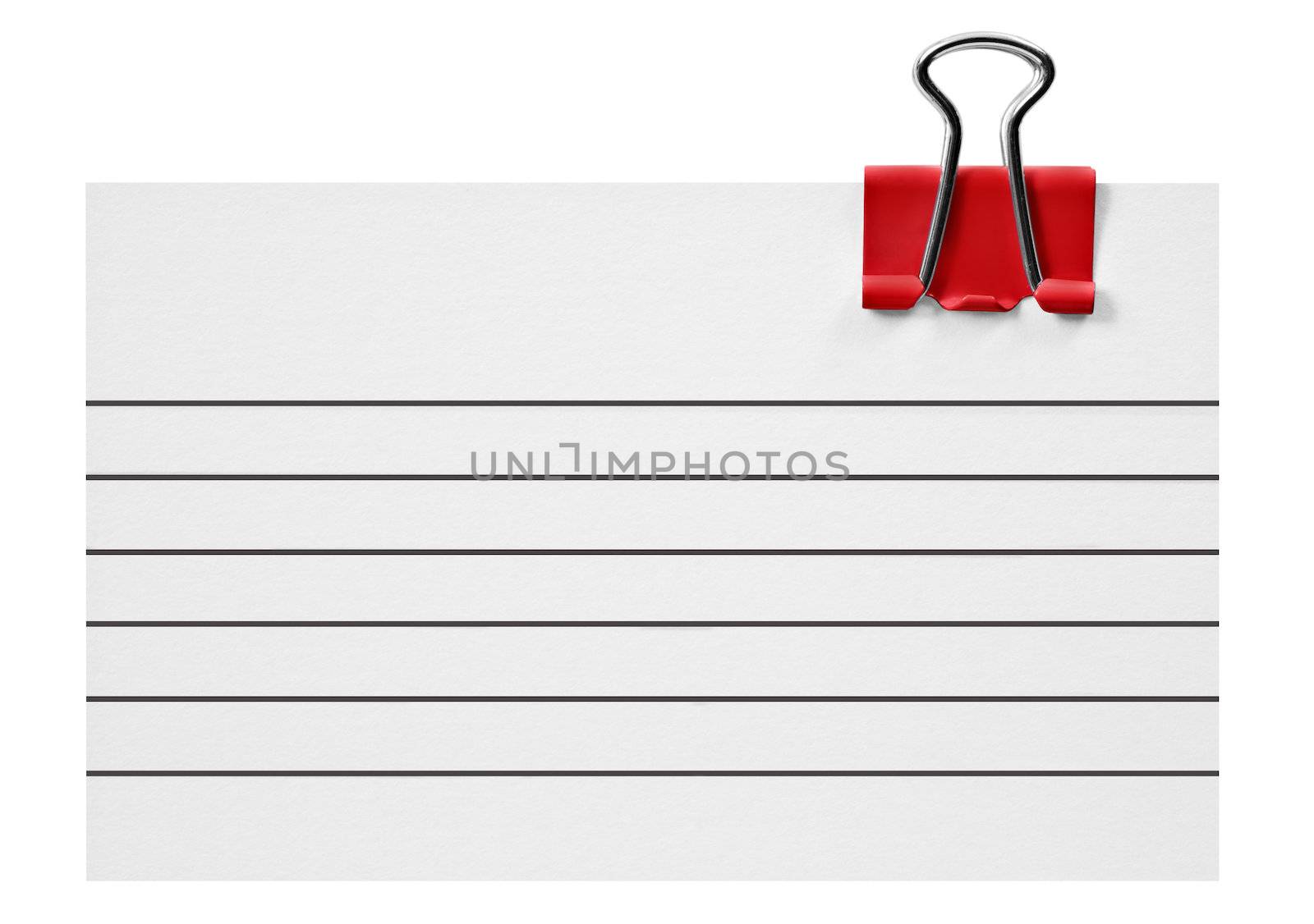 Blank white card with red clip on white by tish1