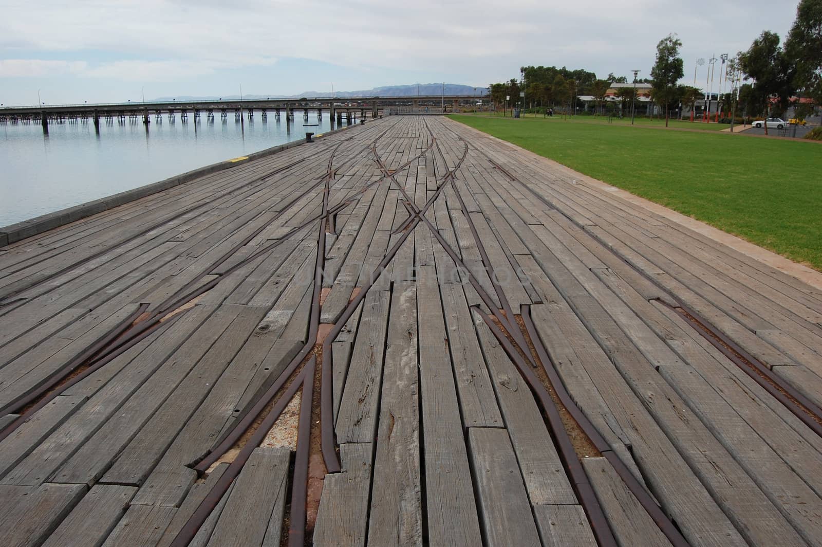 Old rails on the wharf, Port Ogasta, South Australia