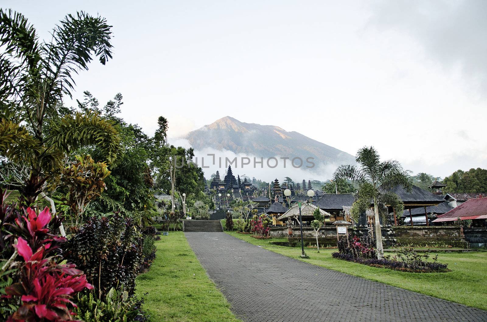 besakih temple and mount agung in bali indonesia by jackmalipan