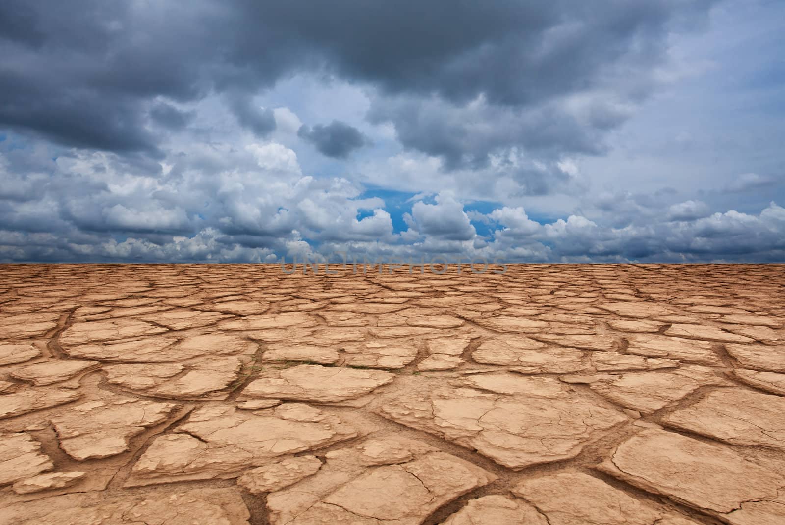 landscape with storm clouds and dry field