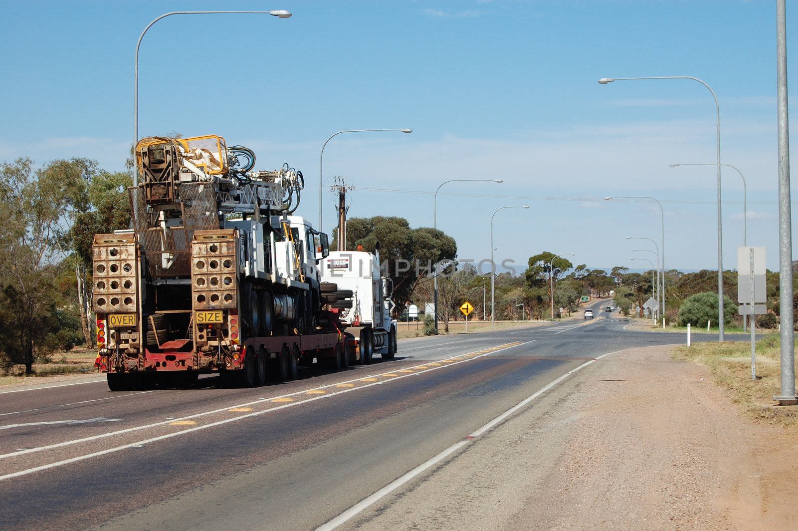 Over size road train in Australian outback