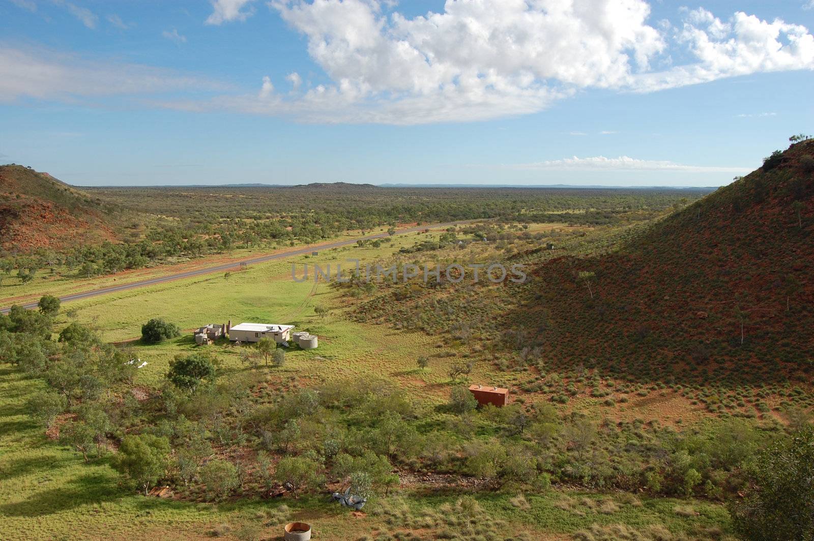 View from the hill to Australian bush, Barrow Creek, Northern Territory, Australia